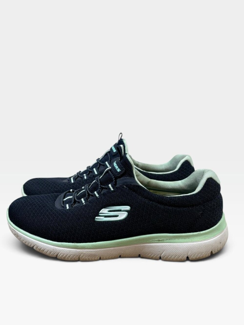 Skechers Summits Slip On Sneakers Walking Shoes Navy Blue Comfort